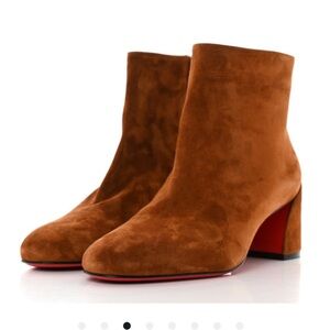 Christian Louboutin Veau Velours Turela 55 Ankle Booties Brown Suede. EUC